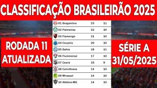 TABELA DO BRASILEIRÃO 2025 | CLASSIFICAÇÃO DO BRASILEIRÃO 2025 | 11 rodada Campeonato Brasileiro