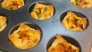 Corn And Cheese Puff Pastry Bites-Tasty Indian Vegetarian Pastry Bites Easy & Spicy Party Appetizer