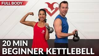 20 Min Full Body Kettlebell Workout for Beginners - No Repeat HIIT Kettlebell Workout for Fat Loss