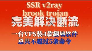 真正告别断流|一台vps装4款科学上网工具ssr|v2ray|brook|trojan（病毒）|小白教程|不超过5条命令