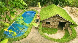 Buildings Underground Green House and Blue Swimming Pool