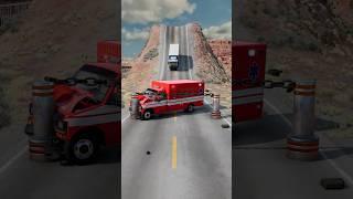 Cars & Ambulance Van vs Small Bollards Poles - BeamNG.Drive