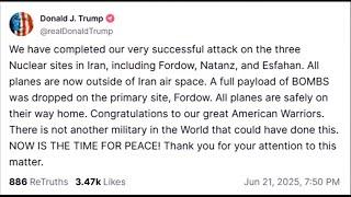 Trump: EUA realizaram 'ataques bem-sucedidos' contra 3 instalações nucleares do Irã | AFP