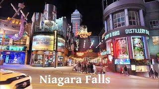 Niagara Falls City Clifton Hill Entertainment Attractions and Falls Views 4K