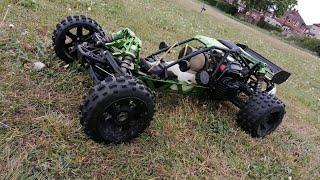 Rovan Baja 36cc tearing up the Park . 1/5 scale RC Car action !!