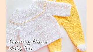 Crochet baby sweater, Crochet coming home baby outfit 0-3 months for Boys and Girls