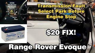 Range Rover Evoque Auxiliary Battery PS1212 Install Transmission Fault