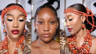 Nigerian Bridal Makeup and Hair Transformation | Beginner Makeup Tutorial | Igbo bride #makeup