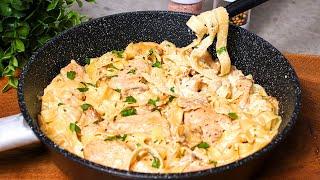 Ich habe noch nie so leckere Pasta gegessen! Hühnchen Fettuccine Alfredo Rezept