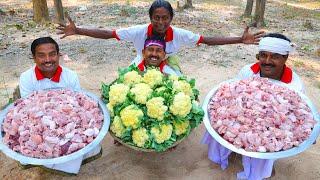 Jamaibabu special Fulkopi & Potato curry with famous Chicken Curry cooking for village people