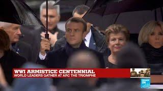 WWI armistice centennial: world leaders walk toward the Arc the Triomphe