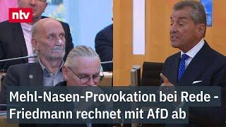 Mehl-Nasen-Provokation bei Rede - Friedmann rechnet mit AfD im hessischen Landtag ab  | ntv