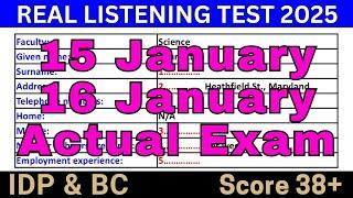 15 & 16 JANUARY 2025 IELTS LISTENING TEST | idp & bc