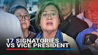 Who filed impeachment complaint vs Sara Duterte? De Lima names 17 signatories