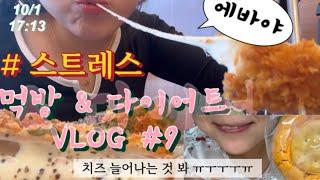 재수 옴 붙은 날은 다이어트 안해도 합법이죠,,? | 잘나가다 막판에 폭주 ㅎ| 먹방&다이어트 브이로그 #9 | 벨라쿠키, 안심카츠 치즈카츠, 두바이 초콜릿 먹방| 에바야