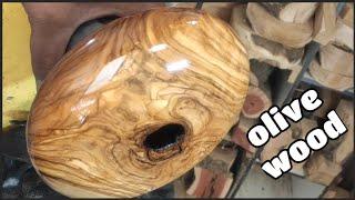 wood turning a olive wood hollow form