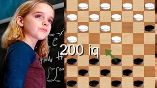 The girl is a genius against the draughts master.