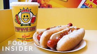 Why New Yorkers Swear By Papaya King's Hot Dog And Fruit Juice Combo | Legendary Eats