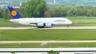 4K - 3 Lufthansa A380s departing and landing Munich MUC