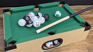 How to Make a Mini Billiards Game from Cardboard. Pool Table. DIY