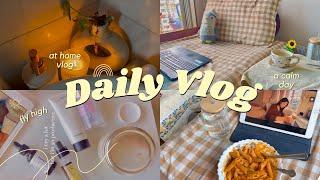 a calm stay at home vlog | making pasta, sweets, taking care of myself | skin care routine ️