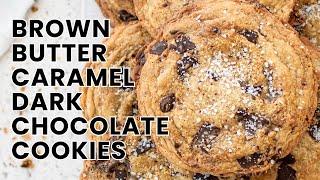 Brown Butter Caramel Dark Chocolate Cookies