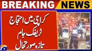 Protests in Karachi, traffic jams, latest situation | Breaking News