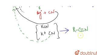 Alkyl halide reacts with AgCN to from -