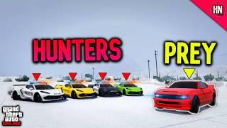 DOMINATOR vs 4 D10 PURSUITS GTA 5 ManHunt!