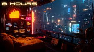 Replicant Outpost: Cyberpunk Ambience | 8 Hours of Calming Blade Runner Ambient Music & Rain