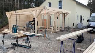 Flachdachcarport in der Entstehung