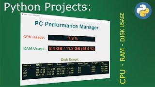 Python Projects: CPU, RAM and DISK usage