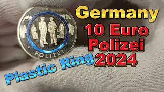 GERMANY 10 EUROS Polizei 2024 Coin COMMEMORATIVE Suno AI PLASTIC MIDDLE RING Trimetallic Educational