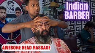 Head Massage with high pressure on face skin to relax my tissues | Indian Barber Massage Therapist