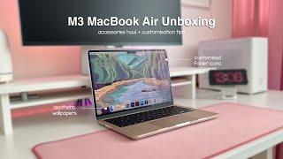 M3 MacBook Air Unboxing | Accessories Haul, Customisation Tips 