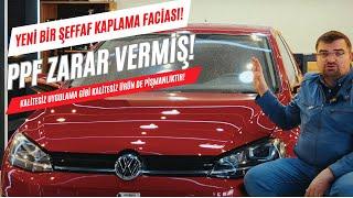 PPF Şeffaf Kaplamanın Gizli Tehlikesi: Kırmızı VW Golf'te Yapışkan Hasarı!