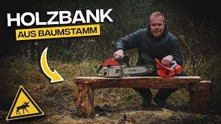 Bank aus Holzstamm bauen | Schwedencamp - Tom Siesing