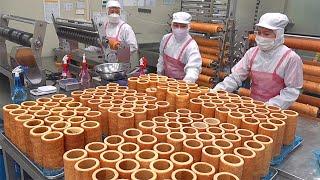 Mass production! Amazing Process of Making German Baumkuchen Cake - Korean food factory