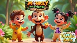 Monkey and Friends Rhyme: A Banana-Filled Jungle Adventure | Baby Song | Doodle Bells
