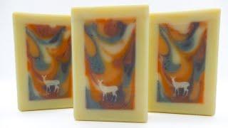 Border Soap drop swirl natural made with plant colorants, essential oils, stamped embed