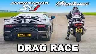 Lamborghini SVJ v Suzuki Hayabusa: DRAG RACE