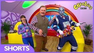 Justin Fletcher and Robert the Robot at the CBeebies House!