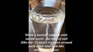 Stirring of ions of a salt solution by a battery || science experiment that you can perform at home