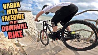 URBAN MTB FREERIDE ON MY DOWNHILL BIKE!