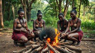 Hadzabe Tribe | Cooking and Eating The Prey | Hunters life