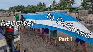 Bangka PumpBoat gets chopped off and Yamaha Outboard installed Part 1