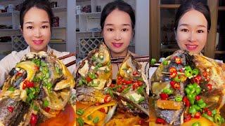 ASMR MUKBANG | fish head eating | fish head curry | 중국 생선 먹방 | 중국먹방/먹방 | 중국가정식먹방 | Asmr Eating Video