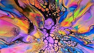 Large Expanding PURPLE BLOOM Fluid Art!   #acrylicpouring #abstractpainting
