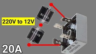 How To Make 220V To 12V Battery Charger | Full Bridge Rectifier