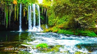 Waterfall River Nature Sounds with Beautiful Relaxing Piano Music - Water Sounds Relaxing Music